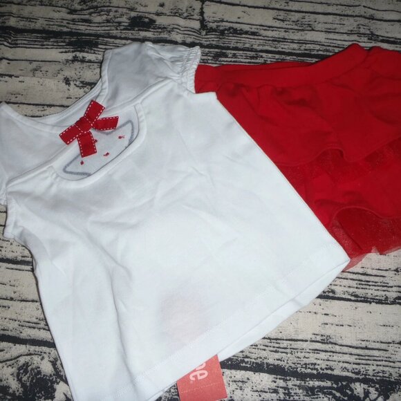Gymboree Girls 2T Flag Girl Shirt Cozy Cutie Red Ruffled Skirt Outfit Set NWT - Picture 2 of 2